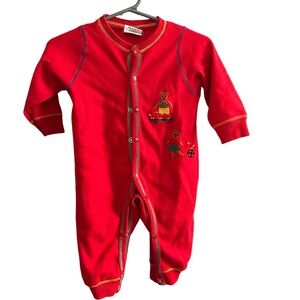 Vintage Bear Embroidered Footsie